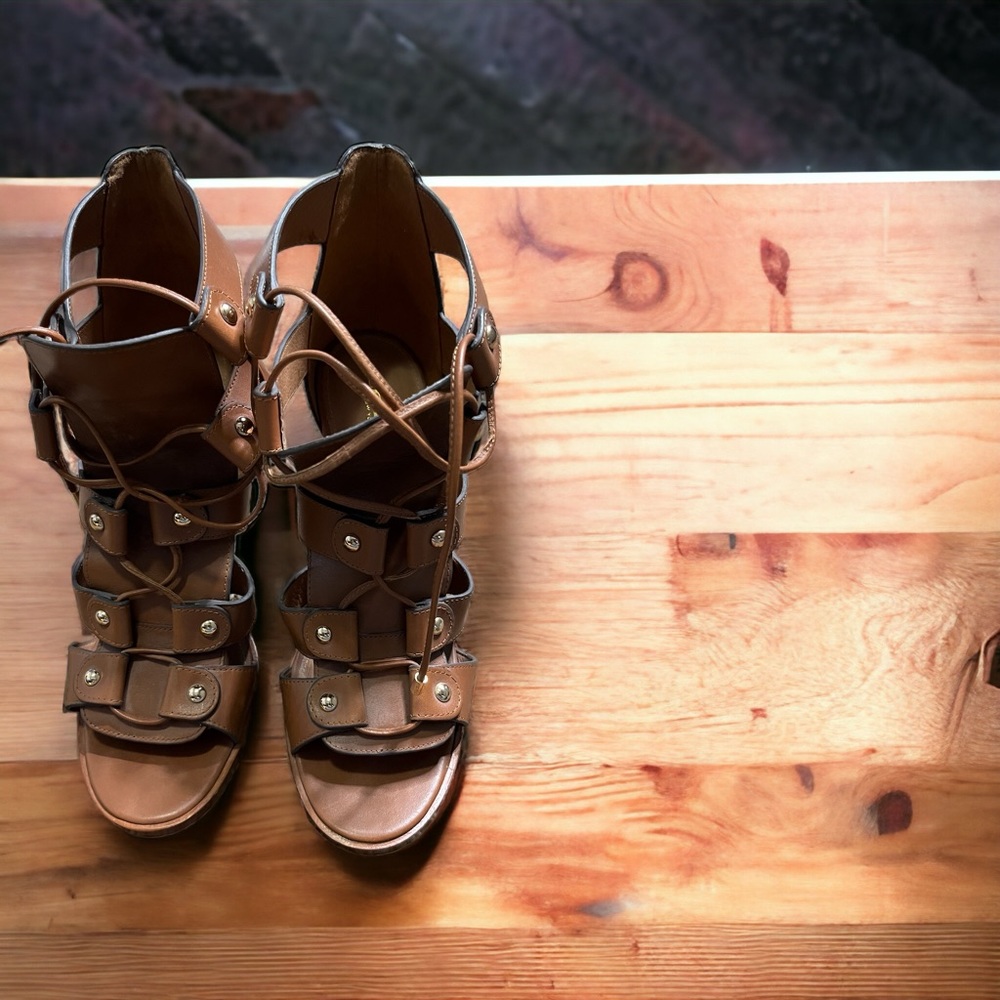 Brown Coach High Heel Stilletos  Open Toe